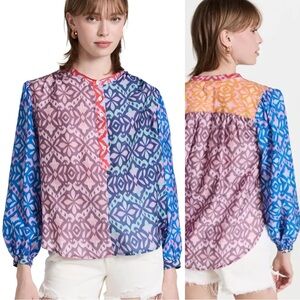 XIRENA Huntley‎ Top Women's Medium Fiesta Cotton Silk Bohemian Chic Prairie Boho
